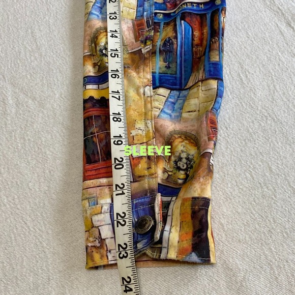 Impulse California Art Jacket Venice Café Boho Travel Print Button Front USA - Picture 8 of 14